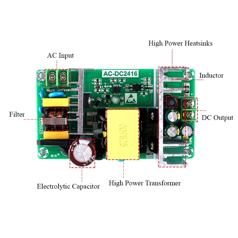 AC 110V 220V 230V a DC 12V 24V Placa de alimentación conmutada 12V 24V Transformador reductor Módulo de placa desnuda