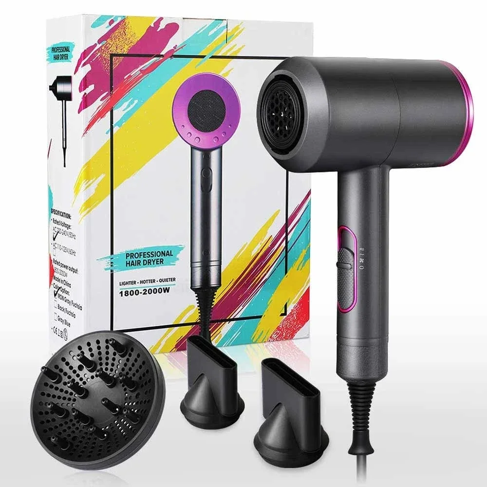 

2000W Professional Hair Dryer Negative Ionic Blow Dryer Hot Cold Wind Air Brush Hairdryer Strong Power Dryer Salon Style Tool