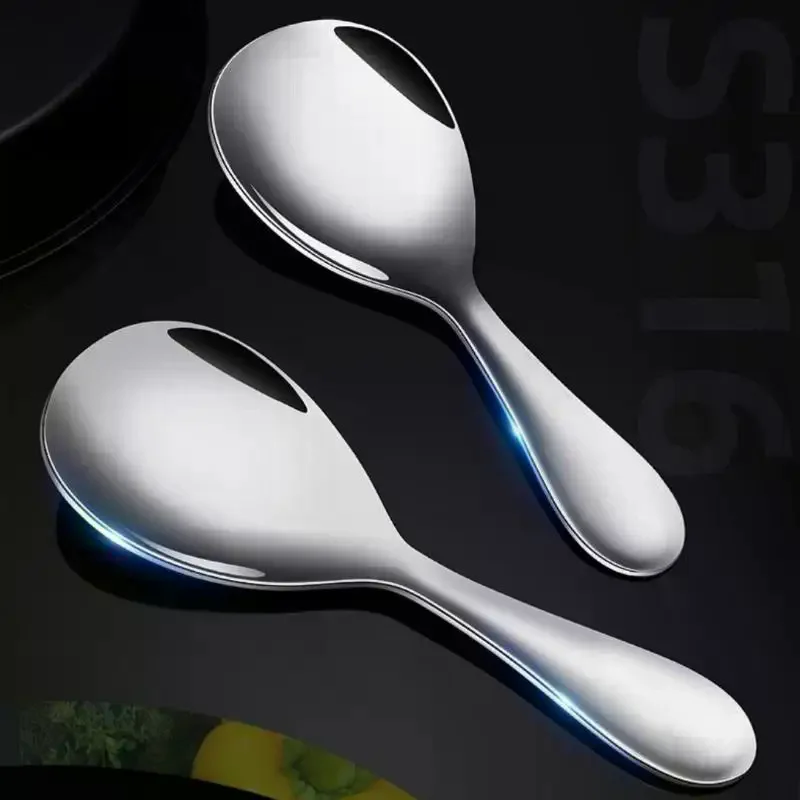 1/2Pcs Japanese Style Long Handle Rice Cooker Spatula Buffet Serving Scoop Thicken Stainless Steel Rice Spoon Kitchen Utensils