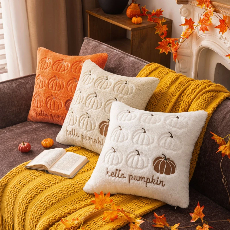 45X45CM Autumn Pumpkin Throw Pillow Cover Halloween Medieval Stamping Waist Cushion Cover Decor Home Decorative Pillowcase