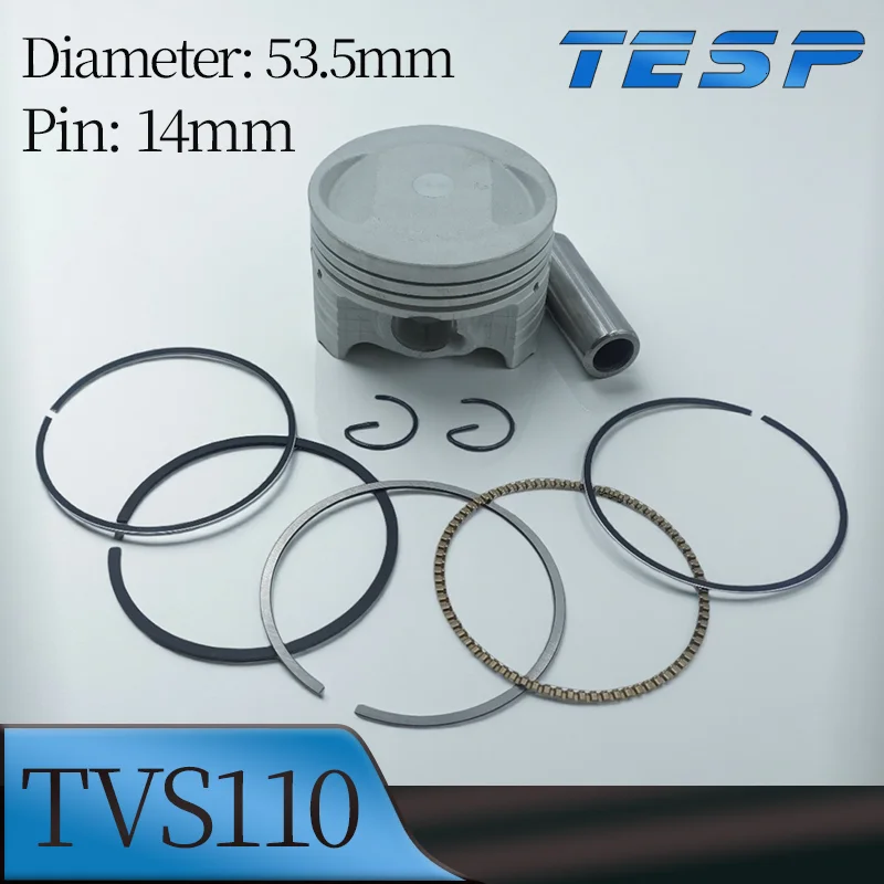 Kit de pistón de motocicleta de 53,5mm de diámetro para TVS110 XR110 TVS XR 110 Underbone conjunto de pistón de pasador de 14mm con anillos