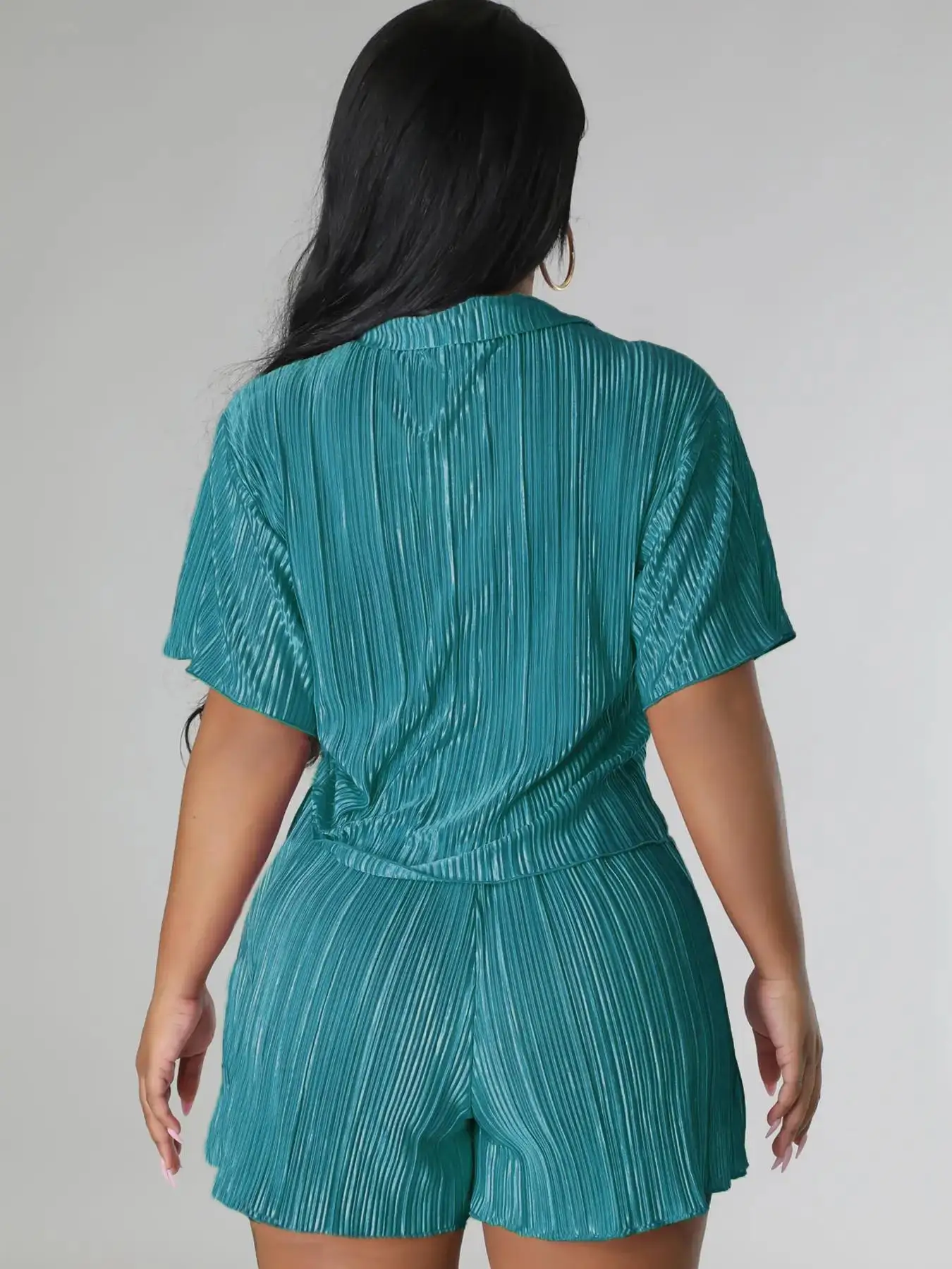 SUMMER NEW WOMEN'S FASHION CASUAL SUIT PLEATED LOOSE HOME CLOTHES COMMUTING TEMPERAMENT PANTS TWO‑PIECE SET