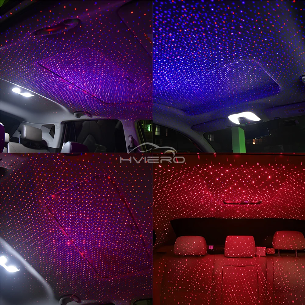 Car Roof Star Lights Interior USB Mini LED Starry Sky Projector Auto Lamp Decoration Night Galaxy Laser Home Atmosphere Lantern