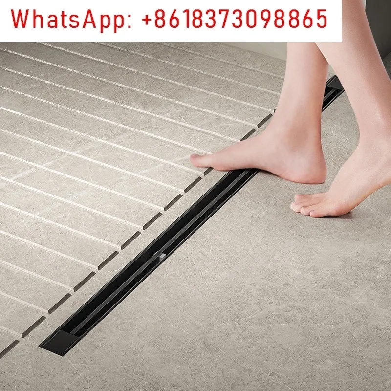 

Shower Room Black 304 Stainless Steel Minimalist Linear Strip Floor Drain Extremely Narrow Invisible Bathroom Sewer Deodorant