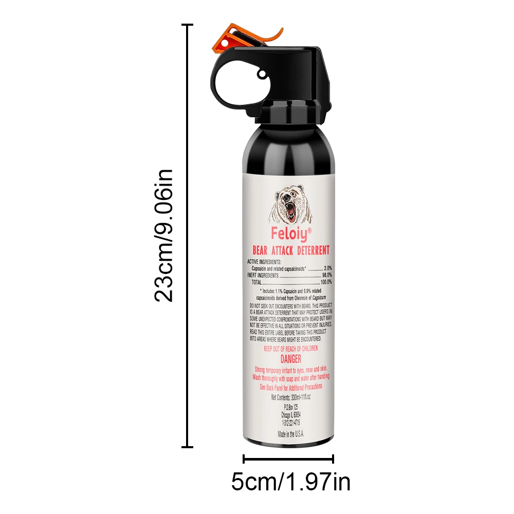 Spray de oso de 330 ml, protección para acampar y hacer senderismo al aire libre