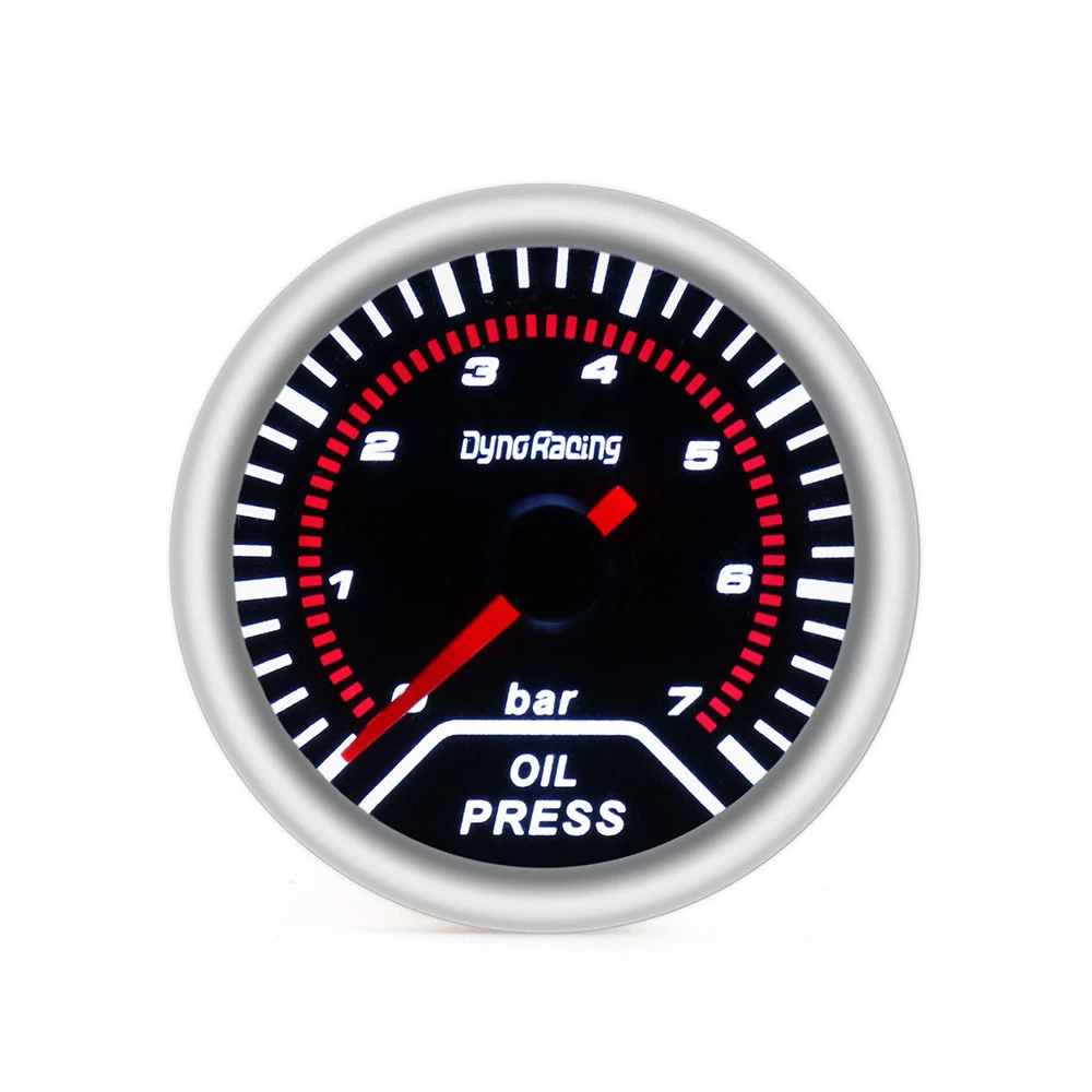 

52mm Mechanical Oil Pressure Gauge 0-7BAR White Light, Universal Racing Car Meter Anti-Glare