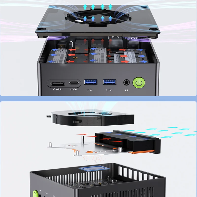 GMKtec NucBox K8Plus 미니 PC AMD Ryzen 7 8845S 5.1GHz 최대 속도 Windows 11Pro 듀얼 2.5G LAN WiFi 6E BT5.2 데스크탑 컴퓨터 USB 4.0