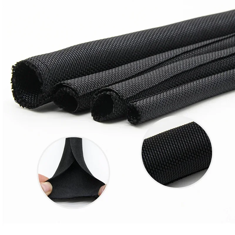 1/2/5m Self Closing PET Expandable Braided Sleeve Insulated Self Close Wrap Self-Closed Cable Organiser Cable Management Sleeves