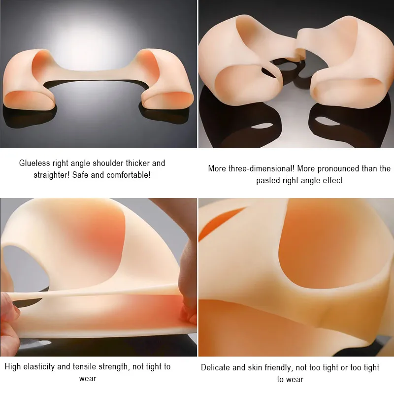 One Piece Invisible Breathable Silicone Shoulder Pad, Soft Anti-Slip, Shoulder Enhancer Wearable Shoulder Widening Pad Woman Men
