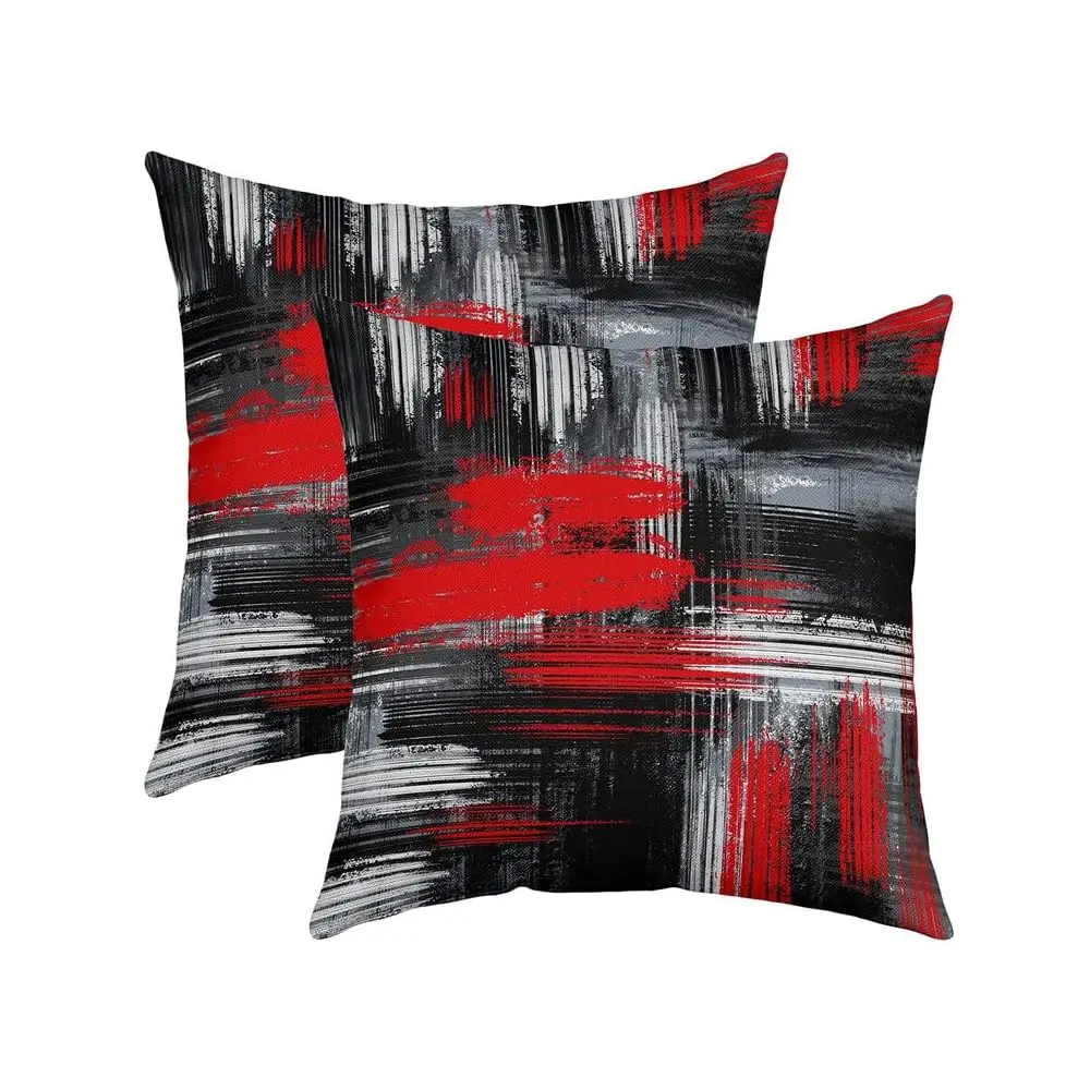 

Abstract Pillow Covers 22X22 Set Of 2 Modern Abstract Art Decorative Throw Pillow Covers Cases Home Decor Red Bla Grey Pattern