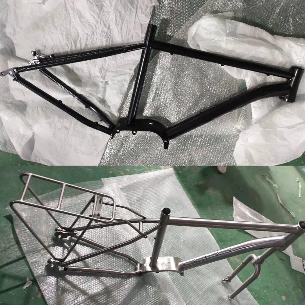 Titanium E-Bike Frame with Mid Drive Motor, Electric MTB Fat Tire Cycling Parts, Bafang M820