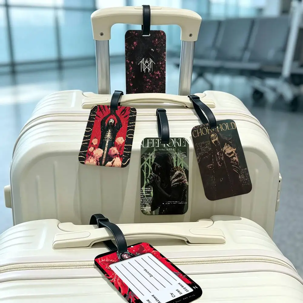 Sleep Rock Band T-Token Portable Anti lost Luggage Name Tag PVC Information Card Sleeve Suitcase Backpack Travel Label