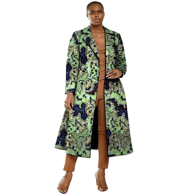 

Женское длинное пальто с принтом Дашики, наряд в стиле африканской кутюр Анкара, ветровка с альтернативным узором, на заказ