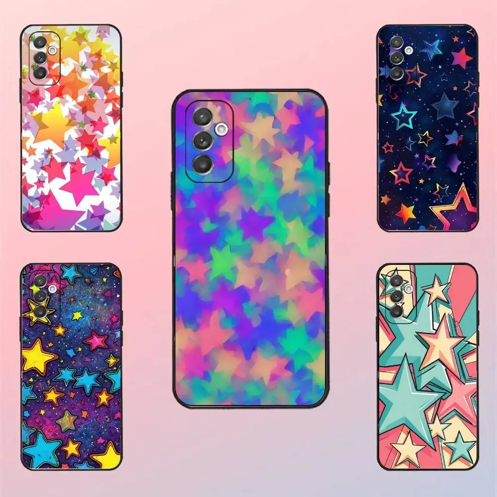 

Colorful Star Phone Case For Samsung S 25,24,23,22,30,21,10,9,Ultra,Plus,Lite,FE,4,5 G Black Soft Case