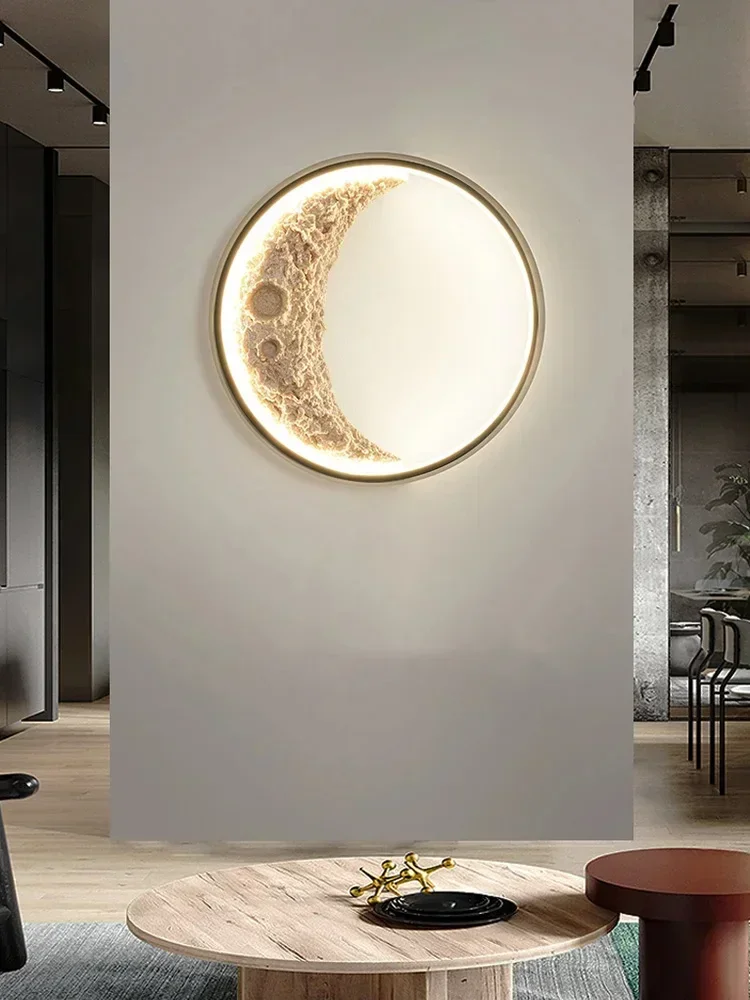 Imagem -04 - Moderno Simples Lua Led Lâmpadas de Parede para Foyer Sala Decoração Interior Exterior Sconce Quarto Luzes de Cabeceira