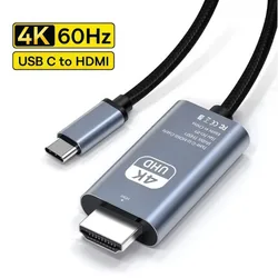USB C To HDTV Adapter 4K 60Hz Video Converter Braided Cable Same Screen Projection For Type C Devices
