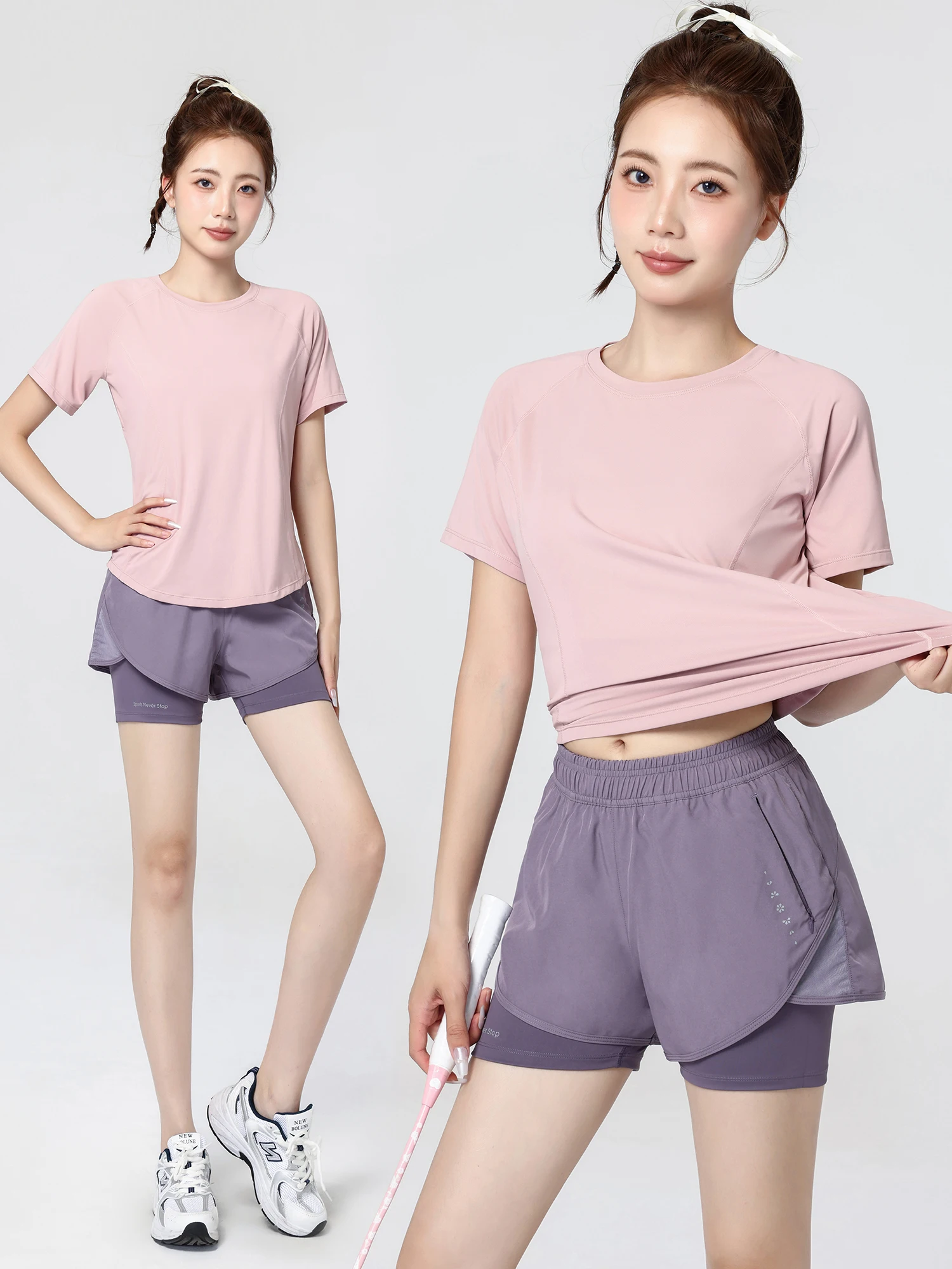 

Lightweight Loose ort Sve Marathon Training Top Gym Running Profional Sportswear Set Women Summer Qui Dry Fitn