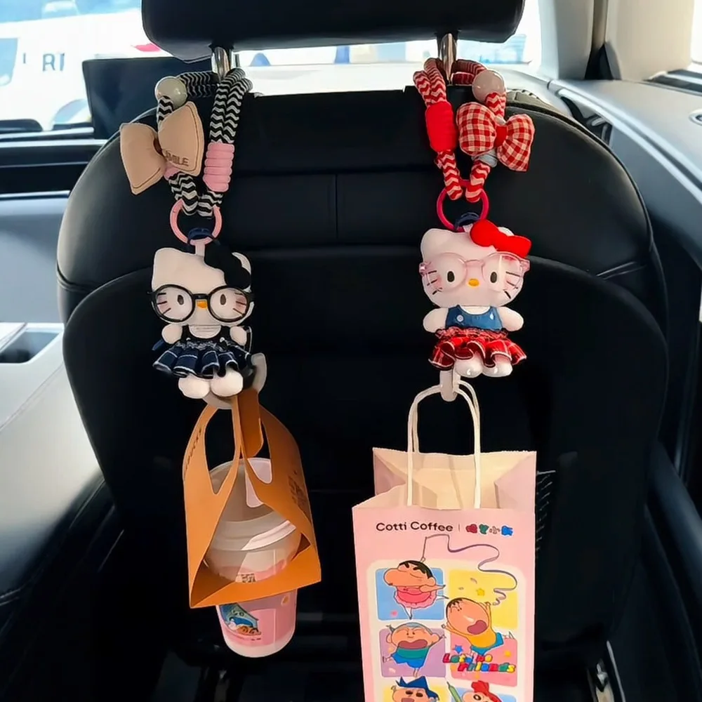 

Kawaii Hello Kitty Plush Doll Car Hook PP Cotton Filled Car Doll Car Chair Back Portable Multi-functional Hanging Ornament