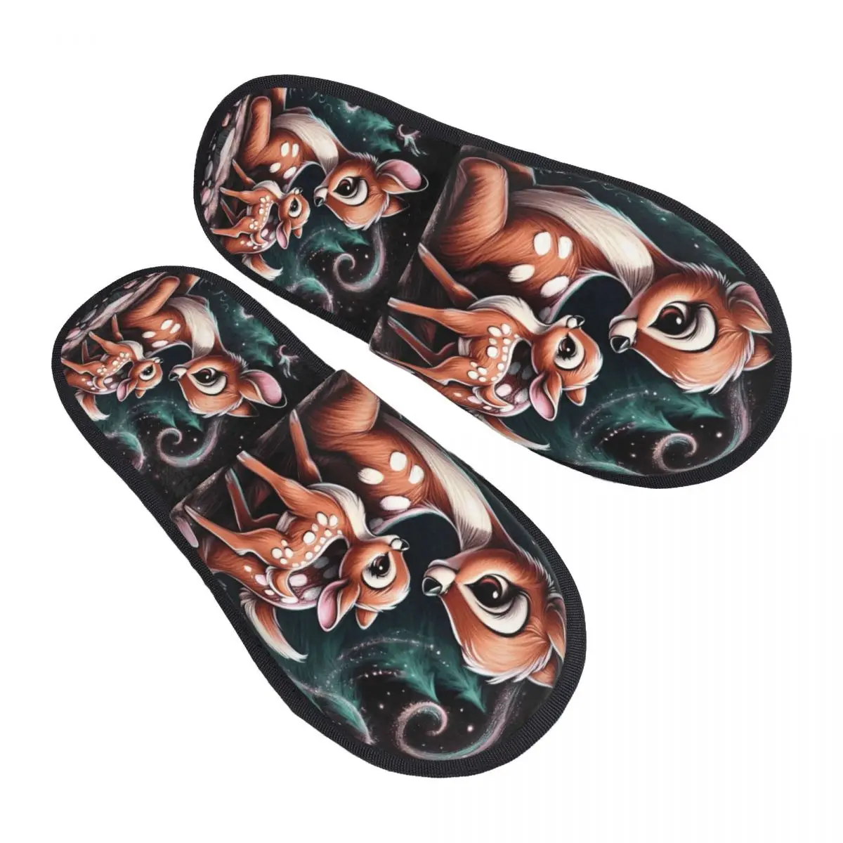 

Домашние тапочки из фильма «Бэмби» на заказ, женские уютные тапочки из пены с эффектом памяти, каваи, без шнуровки, спа-тапочки