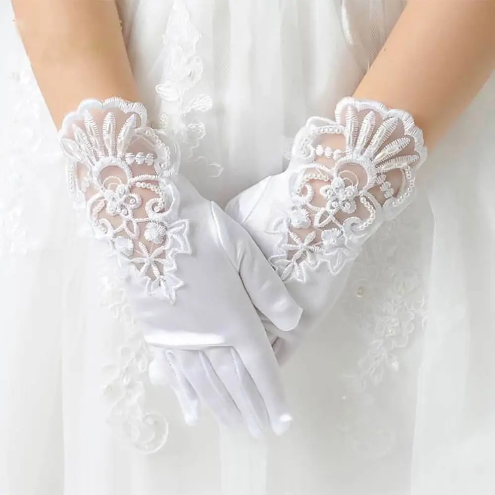 Gloves Children\'s Wedding Dress Princess Skirt Accessories Stage Gloves Wedding Gloves Full Finger Mittens Princess Gloves