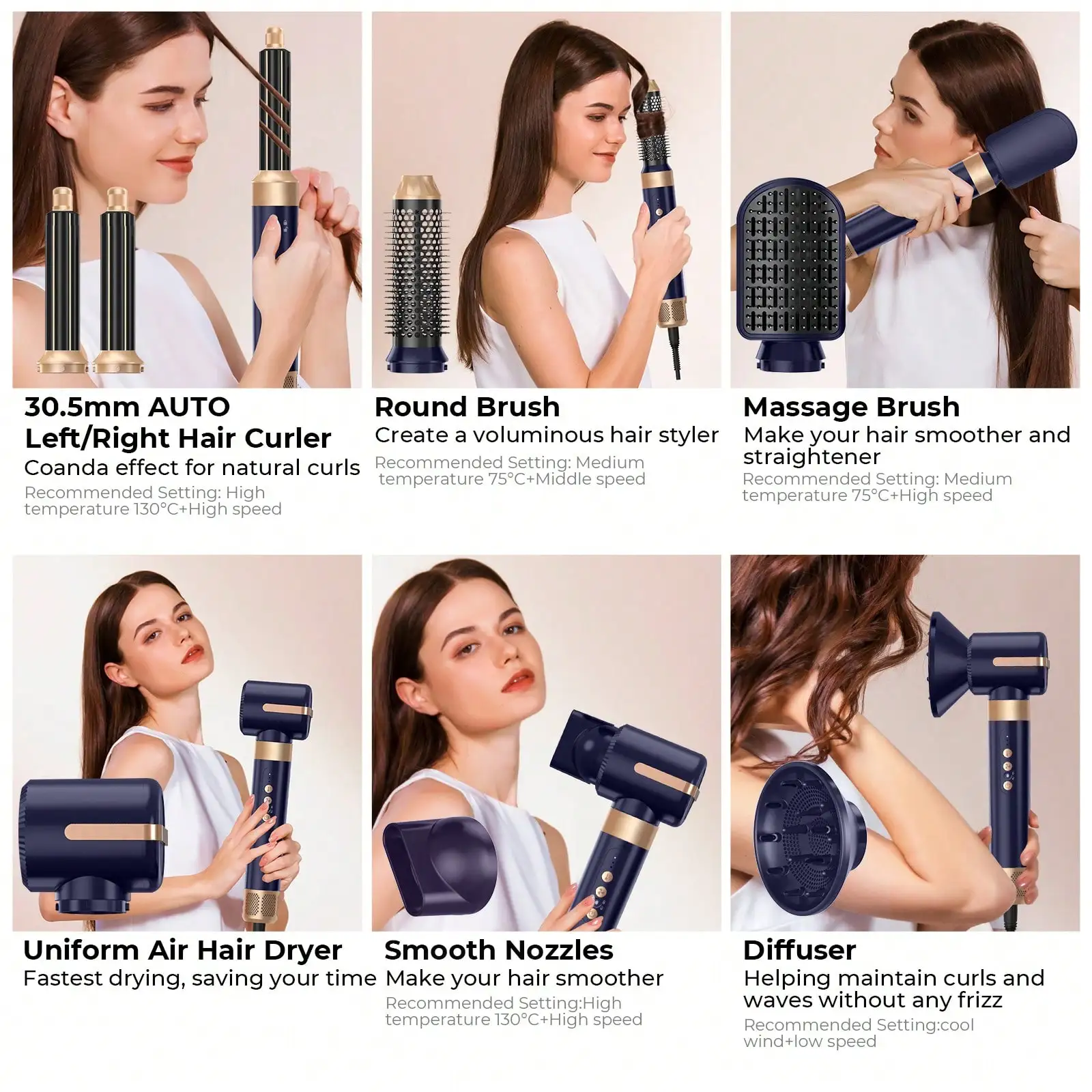 UKLISS Limited Time Offer! Upgraded 5-In-1 Multifunctional Hair Styling Set: Hair Dryer, Automatic Curling Iron, Straightener & Curler. Perfect For Home, Gifting, Holidays, Travel, Hair Care, Cosmetics, And Nail Care.