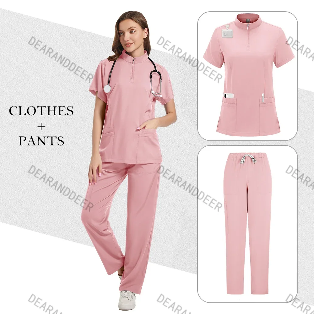 Women's fashion medical nurse uniform high-quality fabric beauty salon dental hospital surgical nursing clinical surgical set