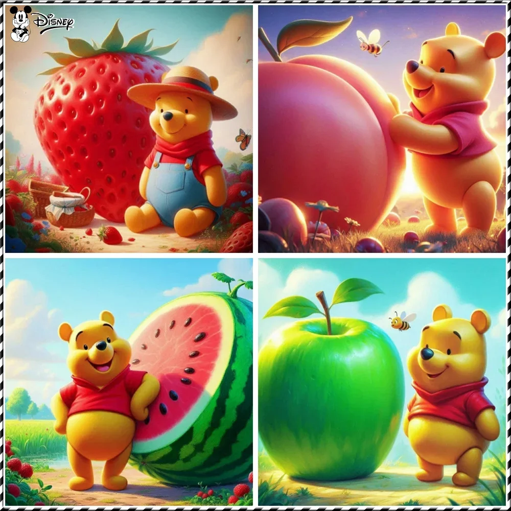 

Алмазная картина Диснея Винни Пух, мультяшная мозаика, фрукты, яблоко, стразы, украшения для дома