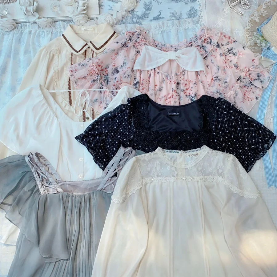 

Винтажная летняя однотонная хлопковая шифоновая кукла с цветочным принтом, женская милая рубашка, модная повседневная блузка irt