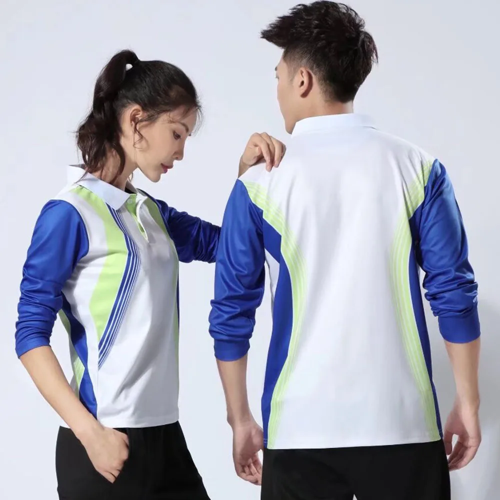 2024 Spring Print Tennis Badminton Shirt Jersey Tops for Men Women Korean New Fashion Long Sleeve Table Tennis Uniform Clothes