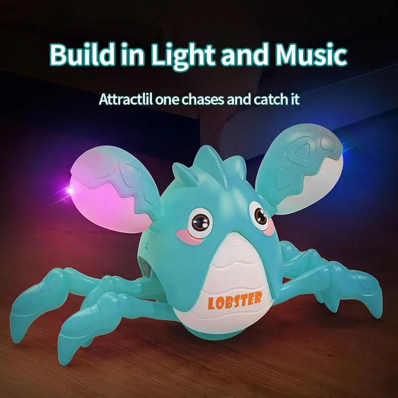 Brinquedo sensorial de lagosta para engatinhar, brinquedo musical para meninos e meninas, brinquedos em movimento para dança e caminhada, presentes de aniversário