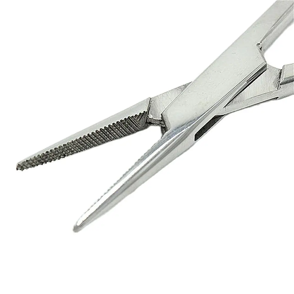 Dental Stainless Steel Hemostatic Clamp Forceps Surgical Forceps Tool Hemostatic Forceps Pliers Straight Elbow Tips Needle Holde