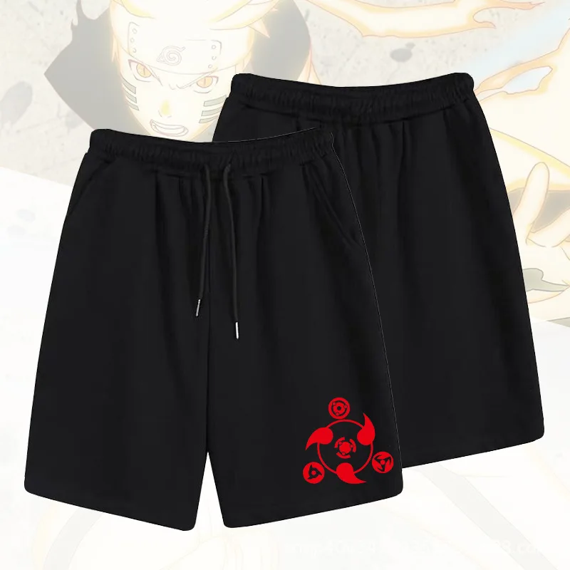 Naruto cartoon print summer casual shorts anime Akira organization Naruto peripheral micro-elastic loose sports shorts men