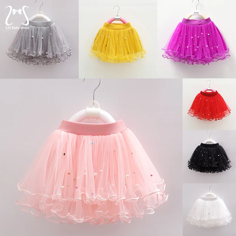 

Spring Autumn Baby Girl Tutu Skirts Mesh Beaded Children's Clothes Fashion Party Skirt Toddler Kids Costume 0 To 8 Years Old