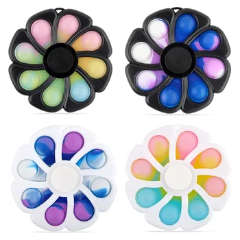Fidget Spinner Toys 2 en 1 hoyuelos simples 8 hojas flor Push Pop dedo prensa burbuja alivio de la ansiedad estrés para niños adultos autismo