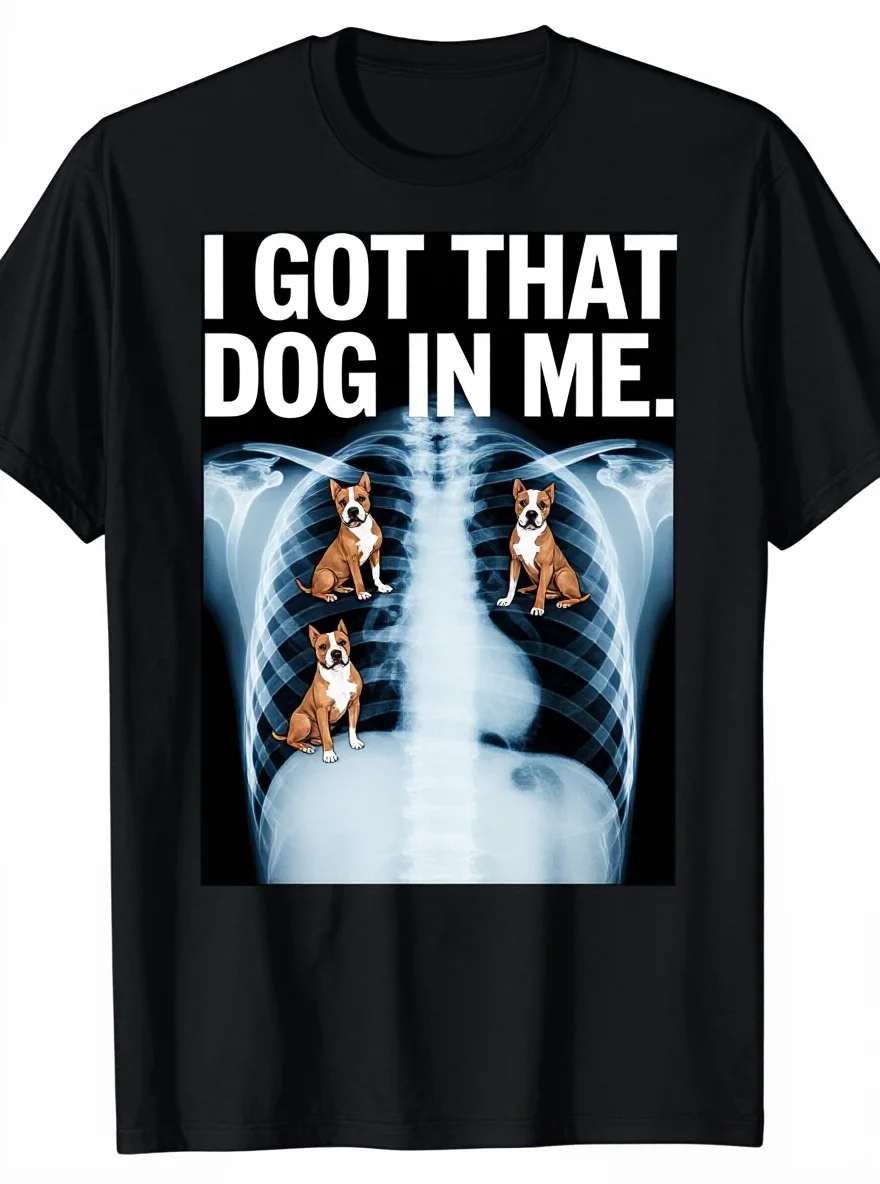 

Men's Pitbull Lover T-Shirt - Cotton X-Ray Dog "I Got That Dog in Me" Casual Summer Tee