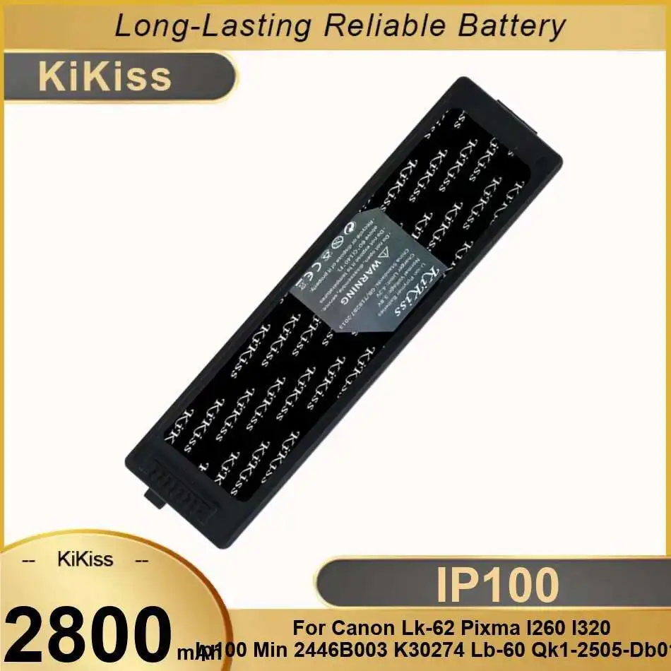 

Printer Battery 2800Mah For Canon LK-62 Pixma I260 I320 Ip100 Min 2446B003 K30274 LB-60 QK1-2505-DB01-05