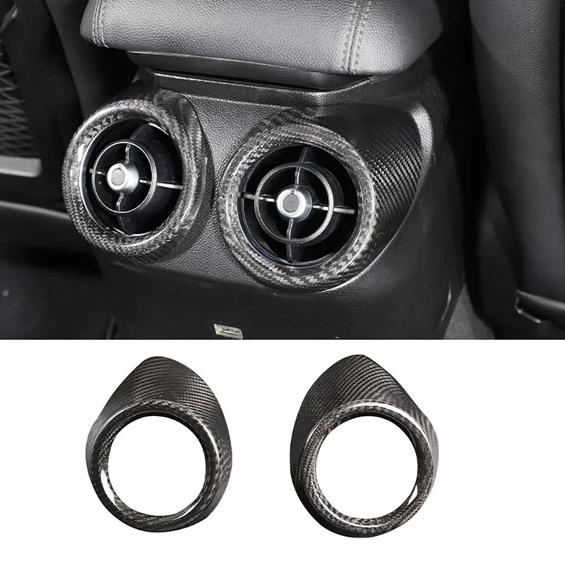 

For Alfa Romeo Giulia Real Dry Carbon Fiber Rear Row Air Vent Outlet Cover Trim 2017-2020 Interior Replacement Accessories