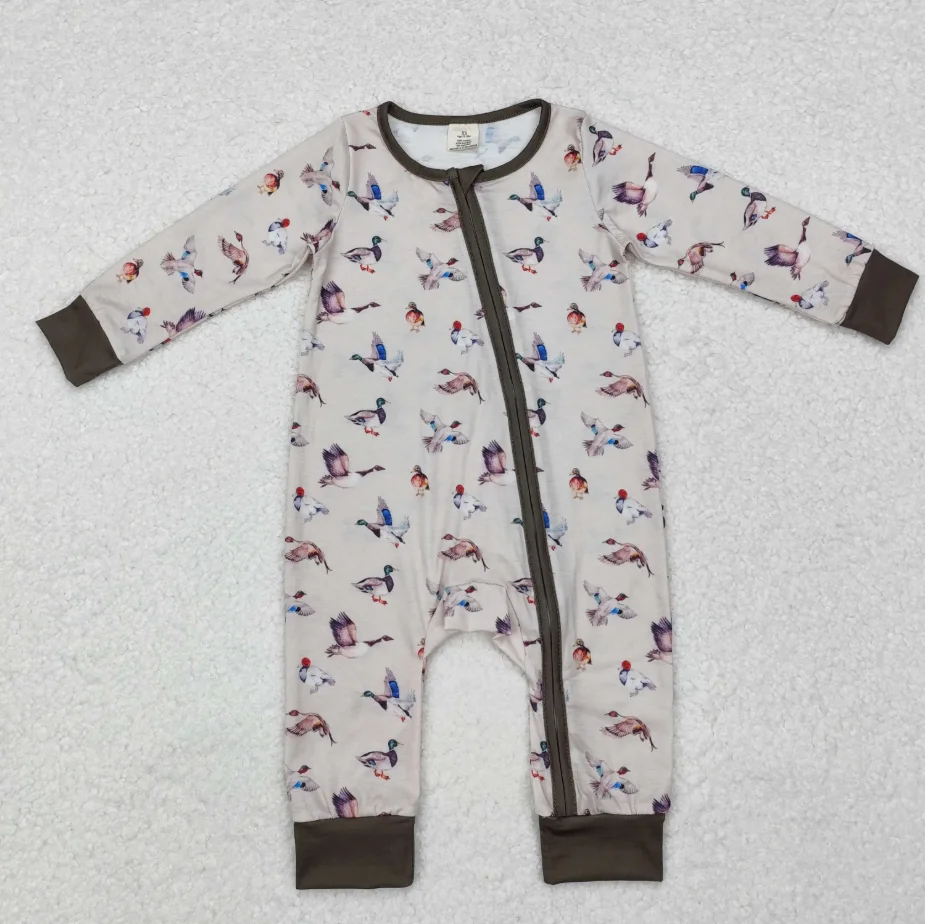 

Duck Print Baby Fall Sleeper Zipper Romper Wholesale Toddlers Boutique Clothes Factory Price Baby Boy High Quality Romper