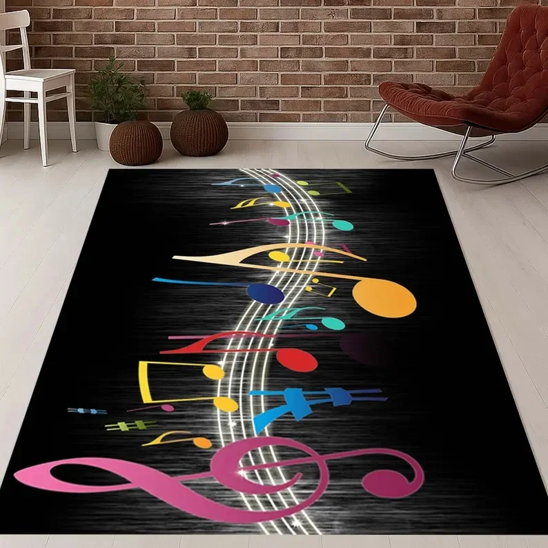 Music Enthusiast Doormat Vintage Piano Key Note Pattern Cargo Entrance Bedroom Bedside Sofa Carpet Home Decoration