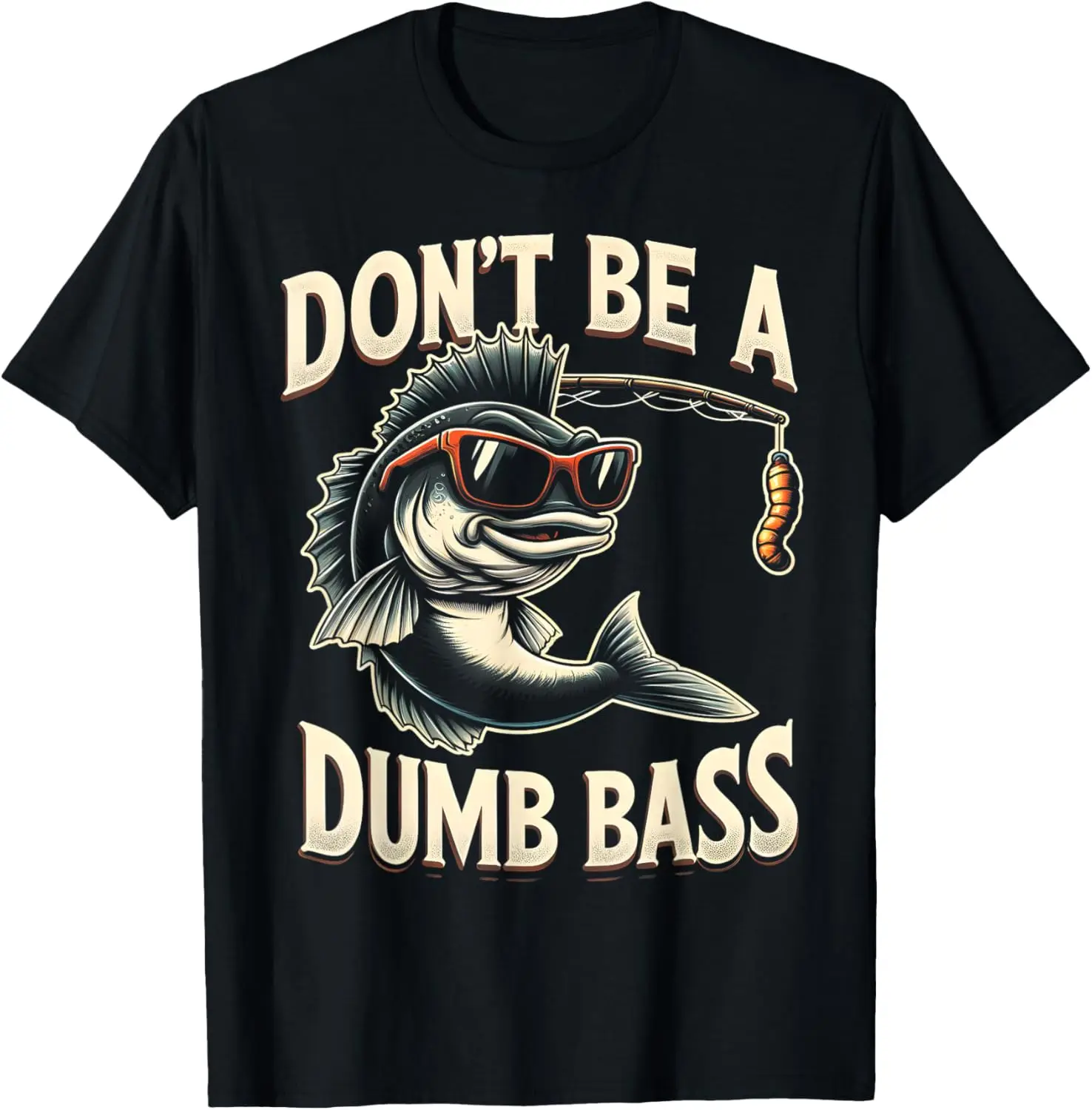 

Fishing Gifts For Men Bass Dad Funny T-Shirt (Black, Small)