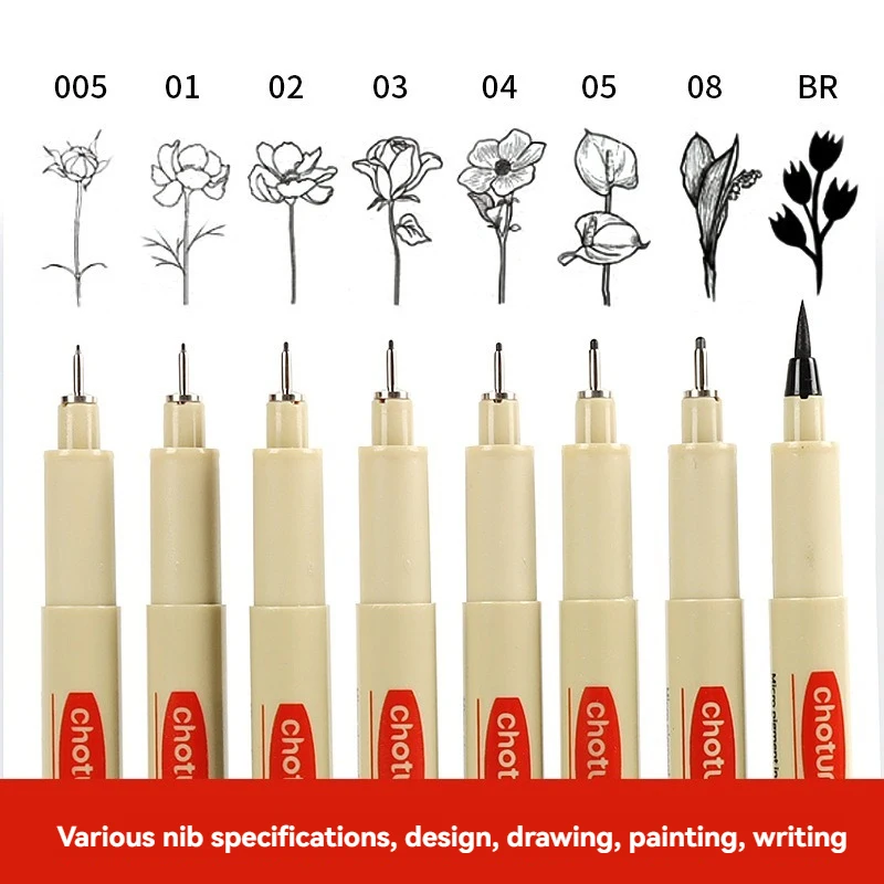 12 Tip Pigment Liner Micron Ink Marker Pen for Manga Draw Sketching Needle Pen Hook Line Pen Sketch Stationery Set Art Supplies