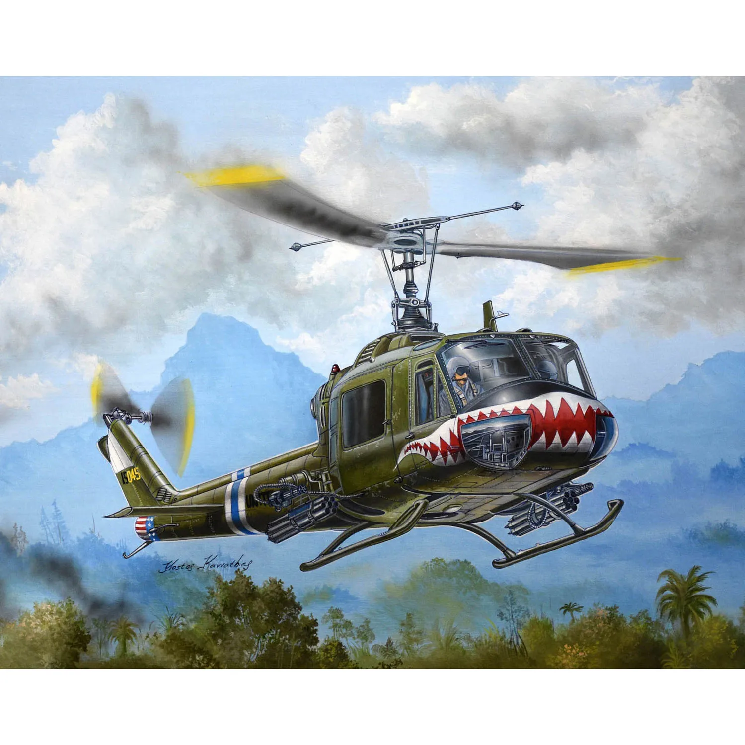 

1/35 UH-1B Huey Gunship Aircraft Model Kit 05112 Trumpeter Plastic Static Helicopter 330+ Parts Unassembled DIY Collection Gifts