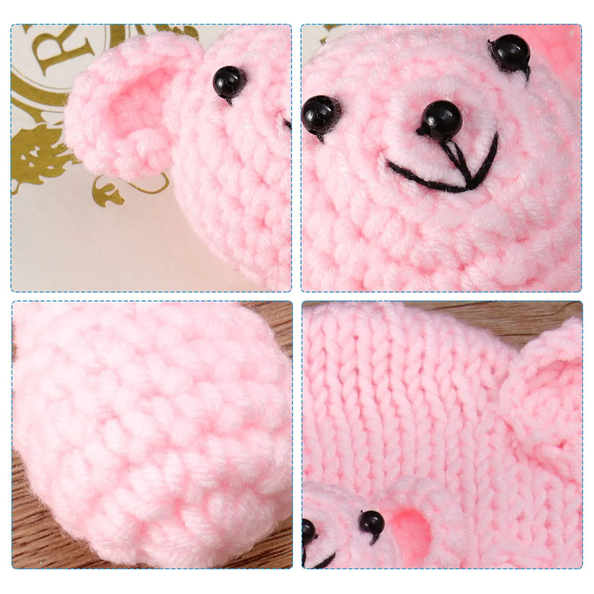 

Шапка для фотосъемки новорожденных, светло-розовая вязаная шапка с медвежьими ушками, реквизит для детской фотосессии, шапка для фотосессии для детей 0-6 месяцев