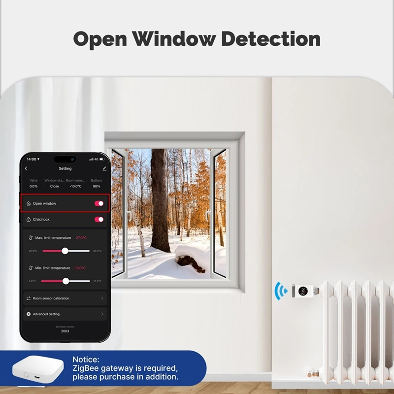 Smart Thermostatic Radiator Valve TRV Programmable App Remote Temperature Controller For Alexa Google Home