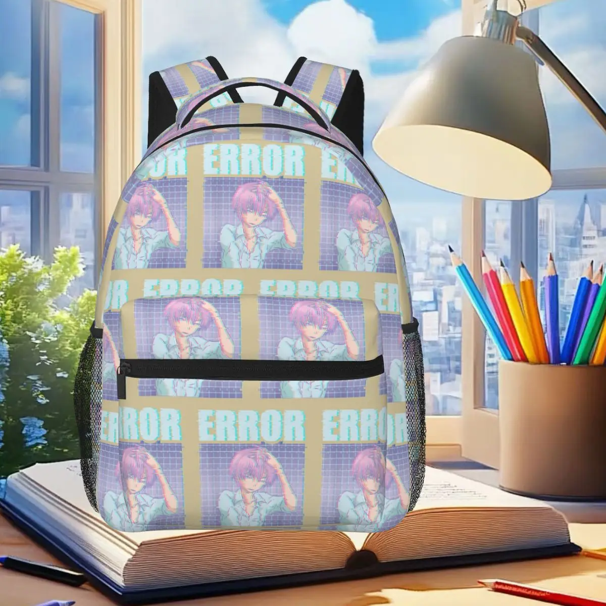 

Glitched Aesthetic Error Boy Anime Art By Merch Backpack Student Boys Girls BookBag Children School Bag Laptop Shoulder Bags