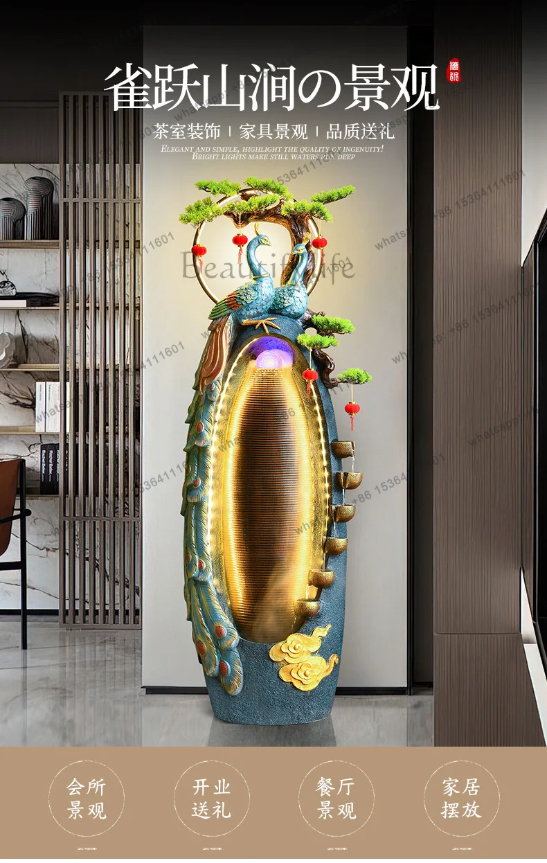 Peacock circulating water floor ornament office garden living room entrance balcony lucky landscape