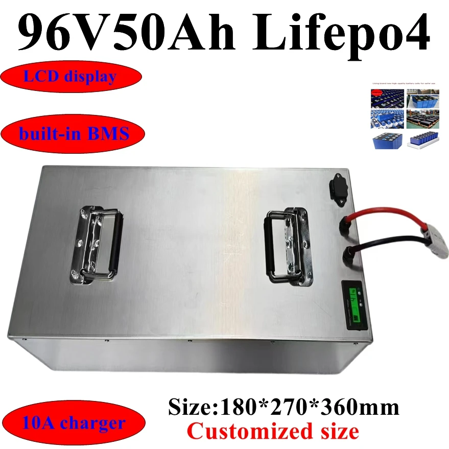 

HX-lithium 96v 50Ah Lifepo4 battery pack BMS 32S 102V for AGV inverter vehicle scooter Motorcycle 8000W Forklift + 10A charger.