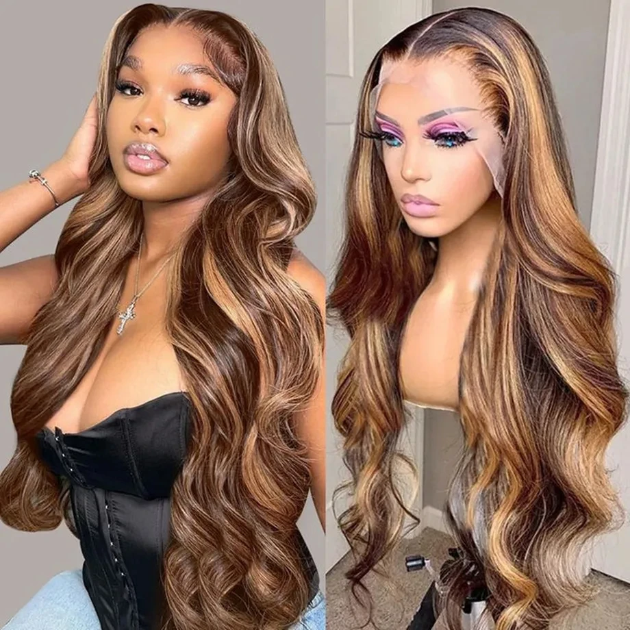 Highlight Wig Human Hair 13x4 Lace Frontal Wig Colored Human Hair Wigs For Women 30 Inch Honey Blonde Body Wave Lace Front Wig