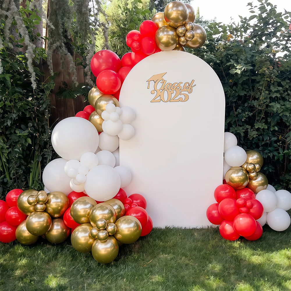 طقم قوس بالون أحمر وأبيض وذهبي، يستخدم لحفلات أعياد الميلاد وحفلات الزفاف وعيد الميلاد وديكور السنة الجديدة وديكور العطلة