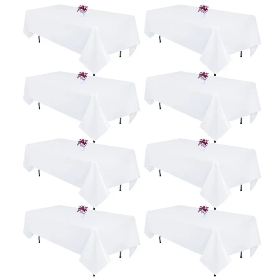 

Packs White Table Cloth Rectangle 60x102 Inch for 6 Foot Rectangle Tables, Wrinkle Resistant Polyester Fabric Tablecloth Washabl